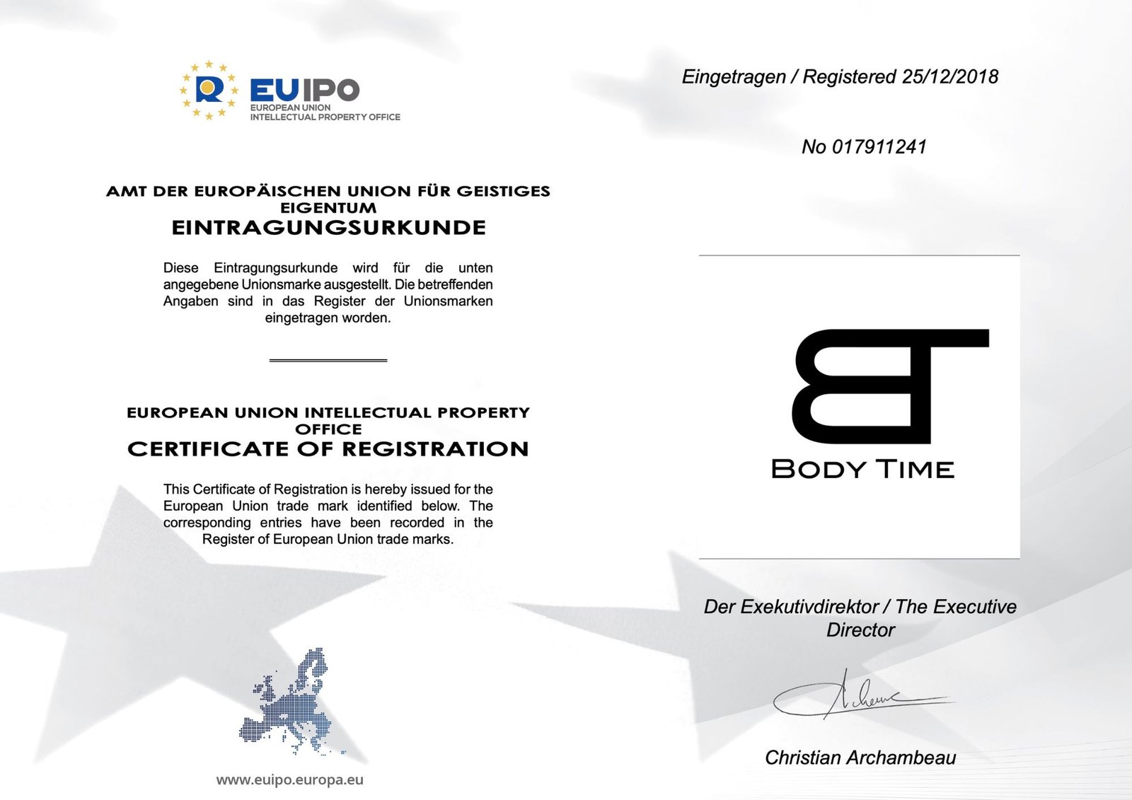 TRADE MARK BODY TIME BRAND